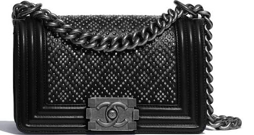 Black Studded & Ruthenium-Finish Metal Chanel Boy Bag