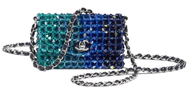 Crystal & Silver Tone Mini Flap Bag - Chanel