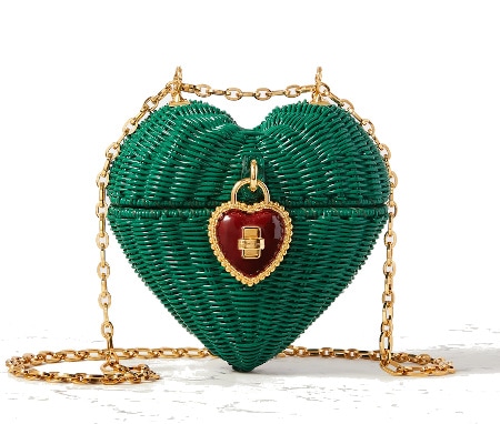 Dolce & Gabbana Heart Box Rattan and Patent Shoulder Bag 