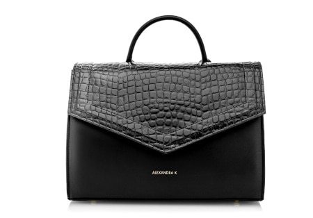 Alexandra K Faith Black Ink Croco cruelty free vegan handbag