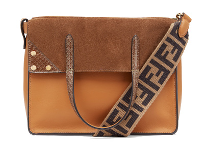 FENDI Flip Leather And Suede Shoulder Bag