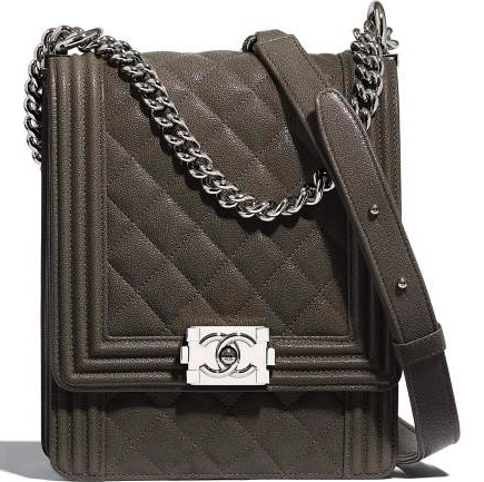 Grey & Silver Metal Chanel Boy Bag