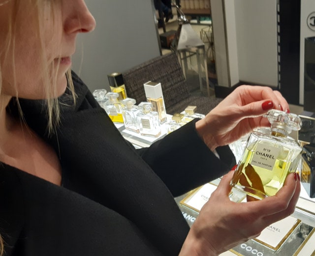 Ingrid testing Chanel perfume
