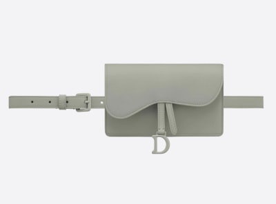 Dior Matte Grey Stone Mini Saddle Belt Pouch