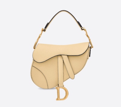 Cream Grain Mini Dior Saddle Bag