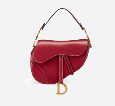 RED CALFSKIN DIOR SADDLE BAG