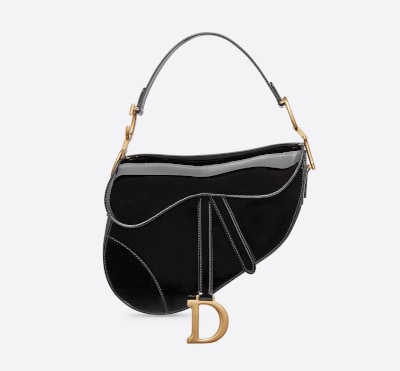 Black Patent Calfskin Dior Saddle Bag