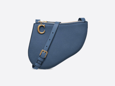 Denim Blue Grain Calfskin Dior Saddle Clutch