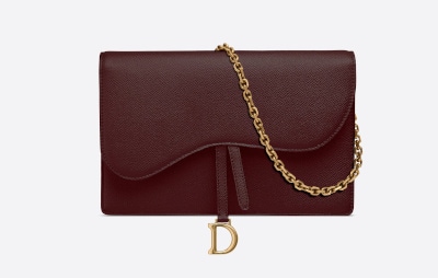 Scarlett Grain Calfskin Dior Saddle Clutch