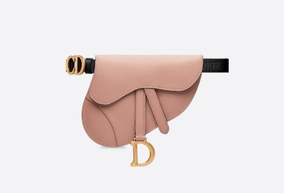 Blushed Powder Calfskin Saddle Clutch