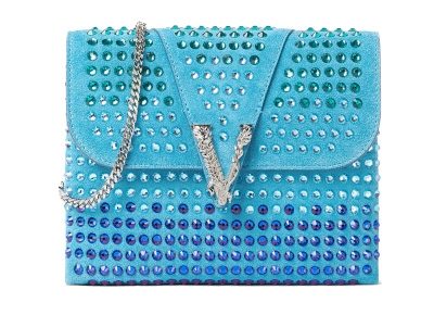 Versace Virtus Suede Crystal Clutch