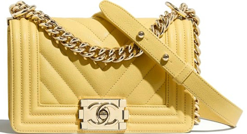 Yellow & Gold Metal Chanel Boy Bag